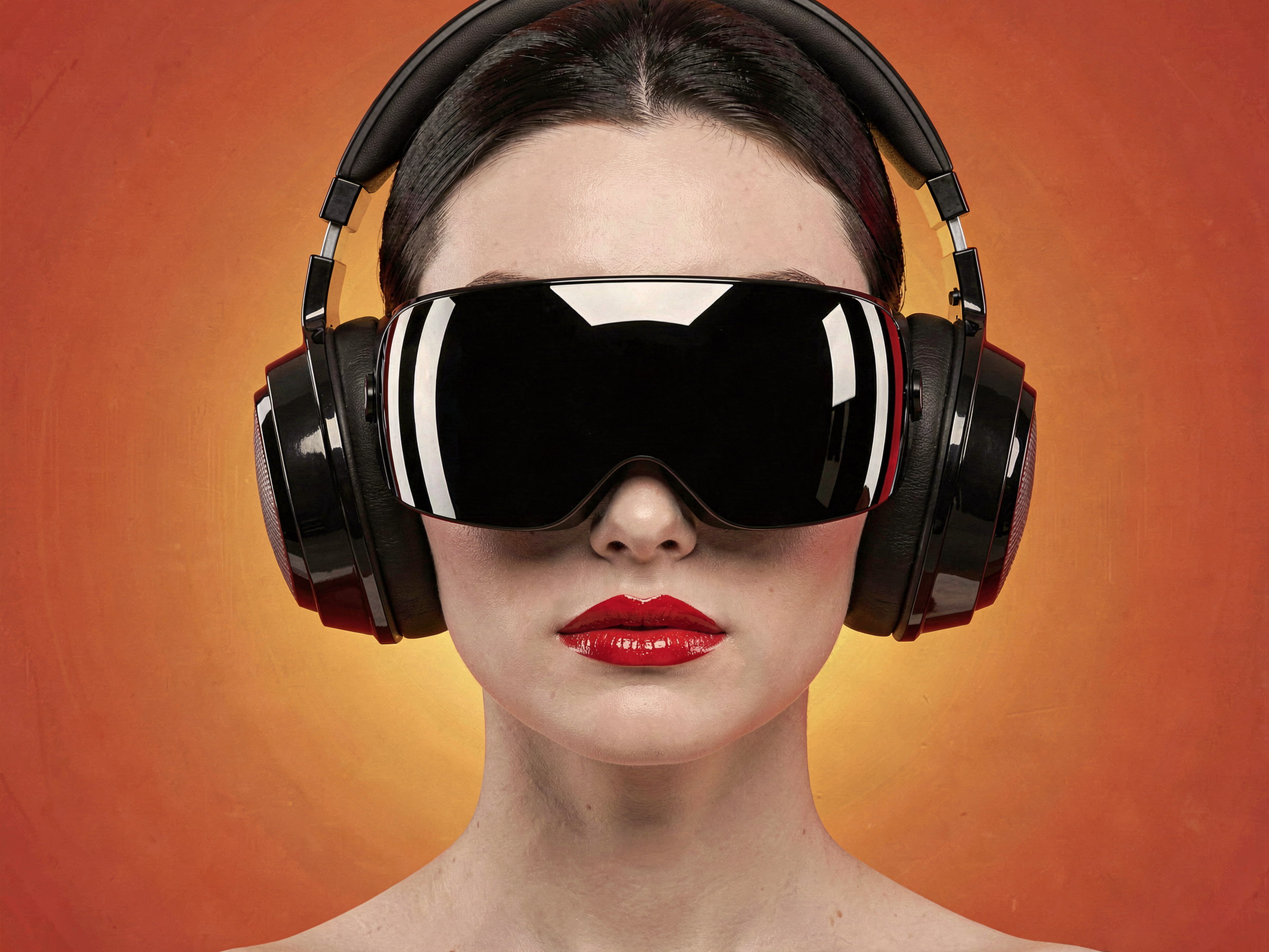 Рендер B13: футуристичный модный портрет с чёрным VR-визором