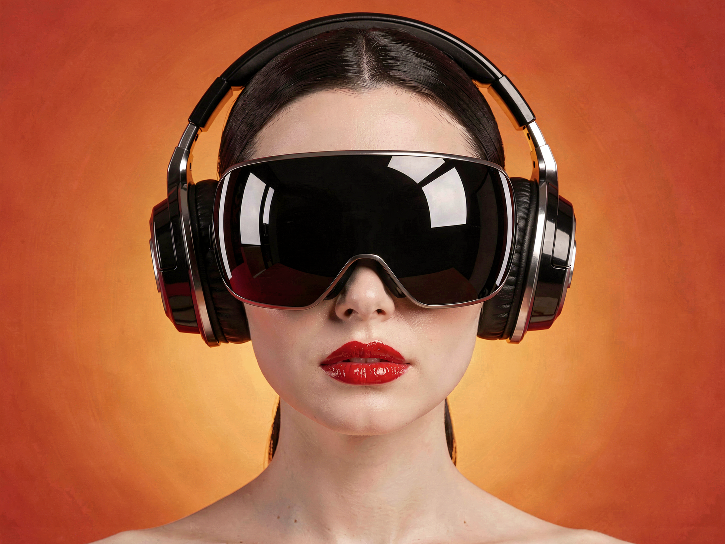 Рендер B9: футуристичный модный портрет с чёрным VR-визором